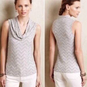 Anthropologie-Deletta Light Gray Cowl Neck Sweater-Size S